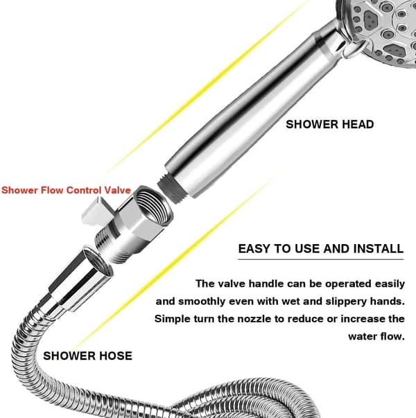Stengeventil for dusj G1.27cm Messing Dusjhode Strømningskontrollventil med Håndtak G1/2 Universal Størrelse Dusjarm og Slange