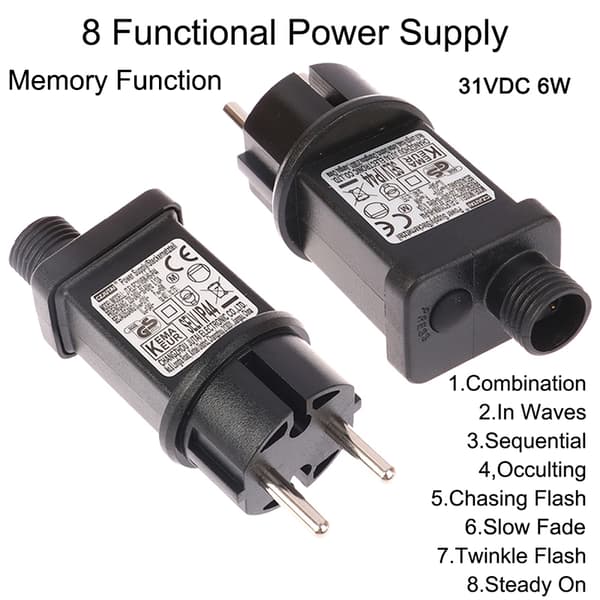 [zd]AC 220V til 31VDC 6W 8 Funktionel SELV LED Lampe Driver EU Stik S Sort Black Onesize