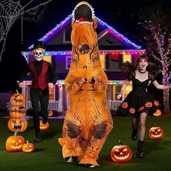 Högkvalitativ uppblåsbar T-Rex dinosauriedräkt Halloweenkostym för barn