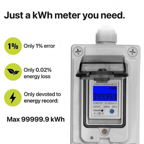 [zd]60A 230V vanntett digital strømmåler, mobil kilowatt strømmåler