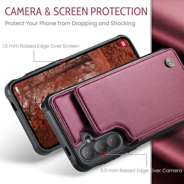 Compatible with Samsung Galaxy S26 5G Case with Card Slot RFID Röd