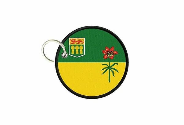 Nøglering nøgler Canada Saskatchewan flag trykt rund kokarde [zd]