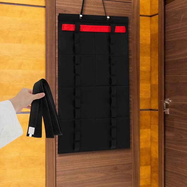 [zd]Taekwondo Bælte Display Stand Væghængende Organizer til Kampsport Studerende Sort Karate Bælteholder