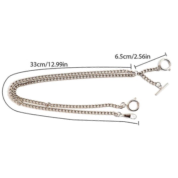 Dobbel Albert-kjede for lommeur med bronsefinish Silver