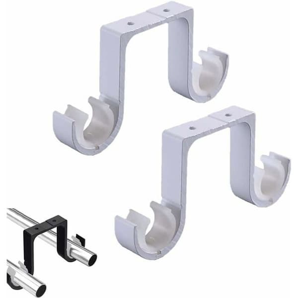 2 takfester, hvite fester, doble gardinstangfester, gardinstangfester i aluminium, PZCC