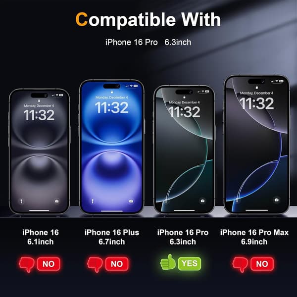 [zd]3-pack iPhone 16 Pro Skärmskydd Härdat Glas Premium Transparent transparent usb-c