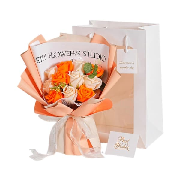 Konserverad blomma Romantisk blomsterarrangemang Håller 2-3 år Eviga rosor för orange