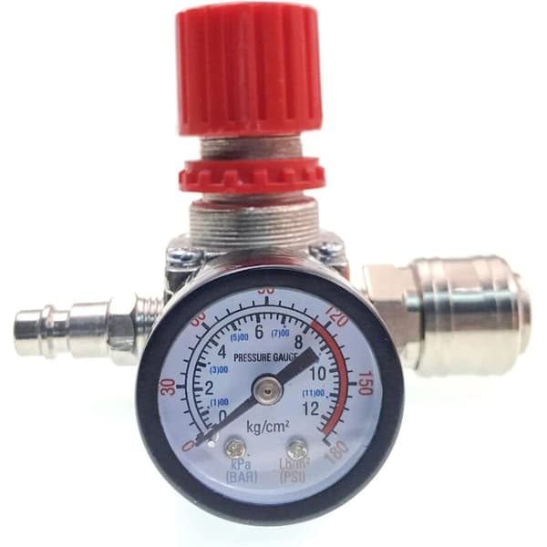 [zd]Luftkompressor trykregulator, 1/4\" pneumatisk trykregulator, trykstyringsventil med tilslutning 140 PSI 12 Bar