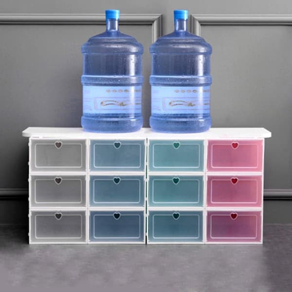 Klar PP Stablebar Flip Skuffe Skoboks Oppbevaringsbeholder Organizer Light pink