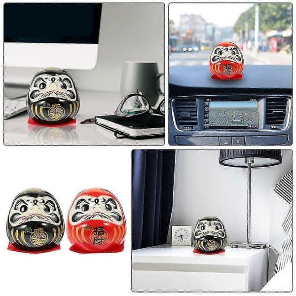 2st Daruma-figur Keramisk Japansk Daruma-dockstaty Rikedom Säkerhet Darma[zd]