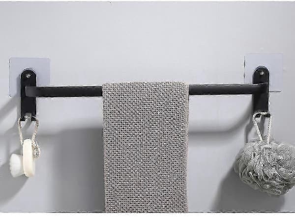 Pyyheteline seinäkiinnitteinen 30-50cm pyyheteline kylpyhuone alumiini musta kisko pyyheteline tarralla Single pole 30cm
