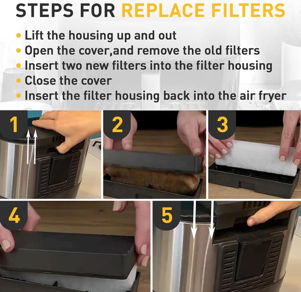 20-pak erstatningsfiltre til Vortex Plus 6QT Instant Airfryer med ClearCook og OdorErase