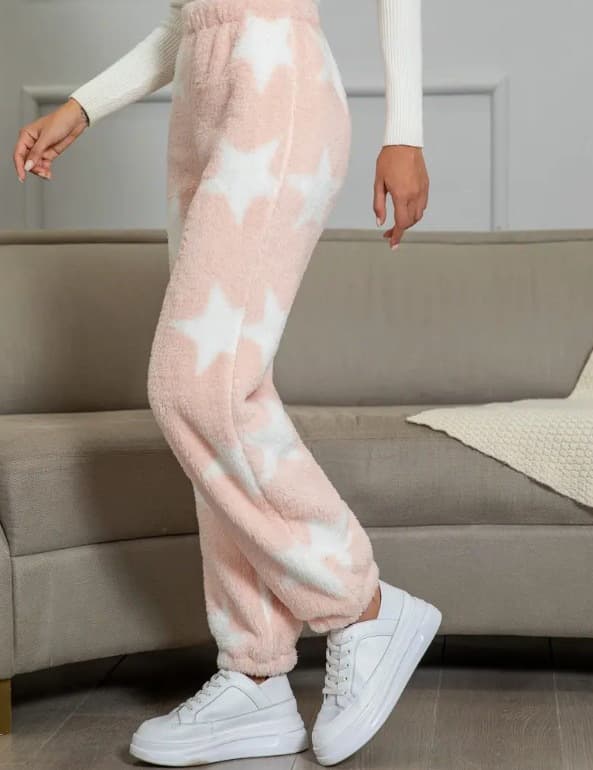 Bløde joggingbukser til damer fleece lounge pyjamasbukser lyserød Pink Pink M