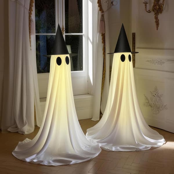2-pack Halloween Dekorationer Utomhus, 1,5 m Spökdekor med Fjärrkontroll