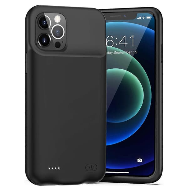 Batterideksel til iPhone 12/12 Pro, [Oppgradert] 7000mAh Oppladbart Ladedeksel (Svart)_max
