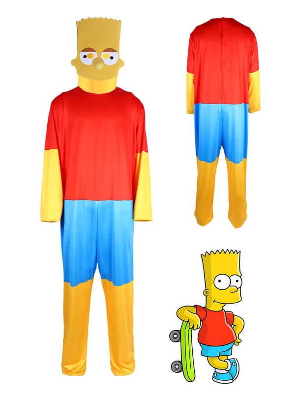 Halloween Bart Simpson-jumpsuit, cosplay-kostyme til bursdagsfest, egnet for voksne og barn til Halloween 150cm