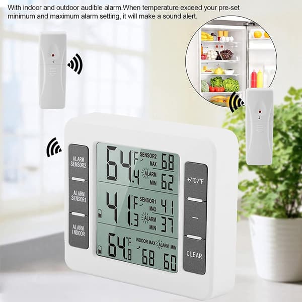 [zd]Køleskabs- og frysetermometer Digital alarm Lydalarm med trådløs