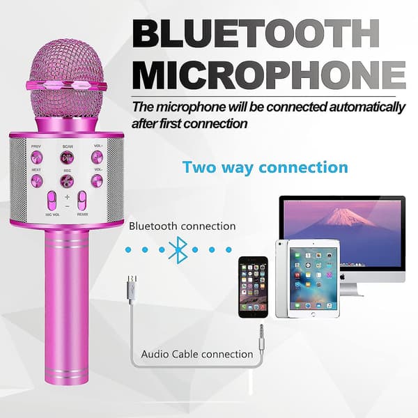 Bluetooth trådlös karaoke-mikrofon, festgåva för barn i åldern 4-12