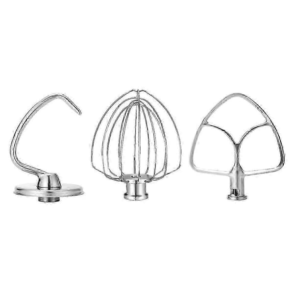 Tilbehør i rustfrit stål til KitchenAid 4,5-5 Qt standmixer med vippehoved - 6-tråds piskeris og fladpisker medfølger Silver