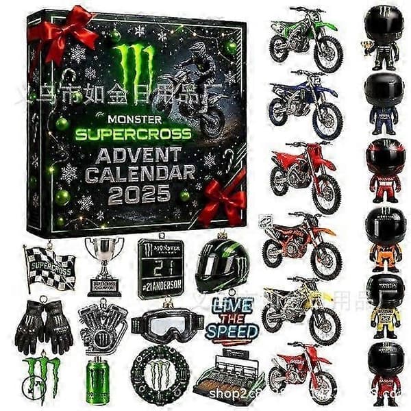 Motocross Adventskalender 2025 - 24 dagar julnedräkningspresent, unik present för motocrossälskare 2PCS