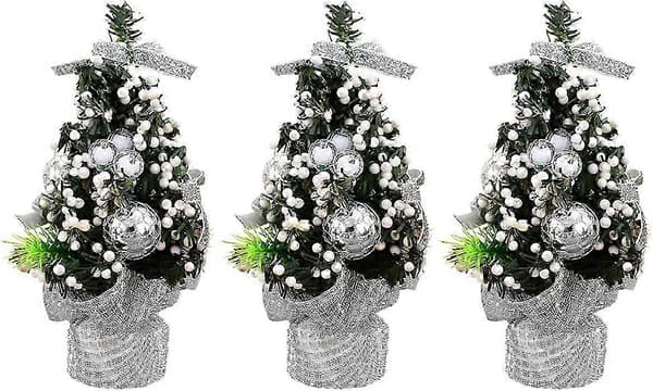 3 st Mini Christmas Trees, Christmas Decoration Ornaments Suitable for Placing on Dining Table with Fabric Bag Base