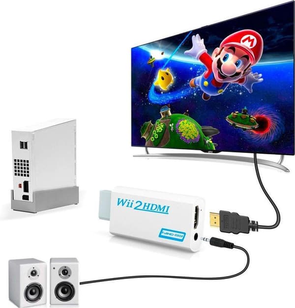 [zd]Wii til HDMI-adapter, 1080p Full-HD Nintendo Hvid