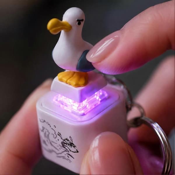 6 stk for Seagull Button Nøkkelring Oppladbar Lydknapp Tastaturklikker Fidgetleke Stressreduserende Lydmaker Random