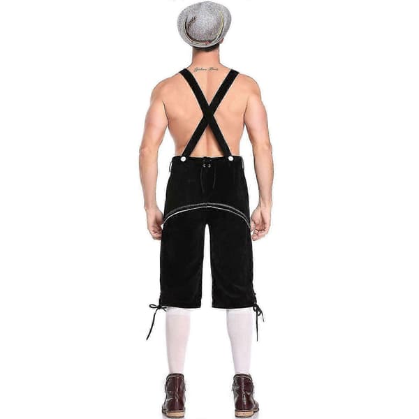 Lederhosen Oktoberfest Kostume til Mænd Bayersk Ølmand Cosplay Sort Black L