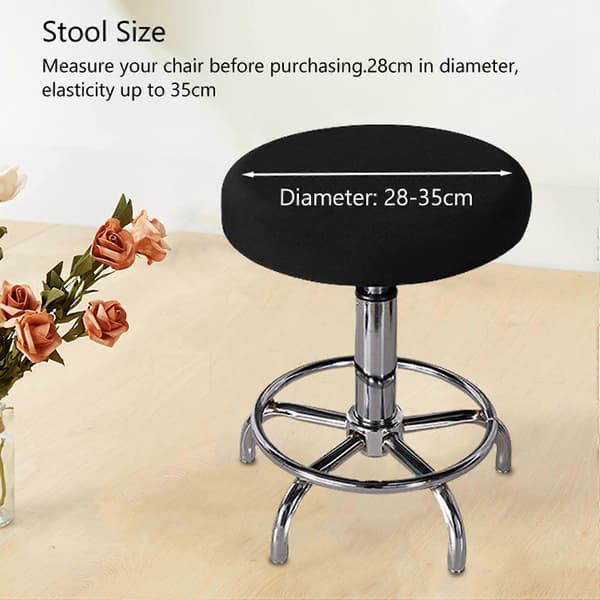 4-pack Round Bar Stool Covers - Super Soft and Washable Elastic Chair Cushion Covers for Bar 12-1