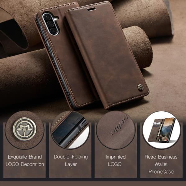 Samsung Galaxy A56 Deksel CaseMe 013 Multifunksjonell Horisontal Flip Lær Kaffe
