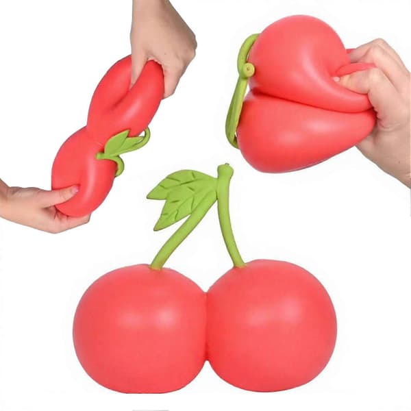 [zd]Simulation Cherry Squeeze Toy Slow Rebound Fruit Fidget for Stress Relief 1pc B
