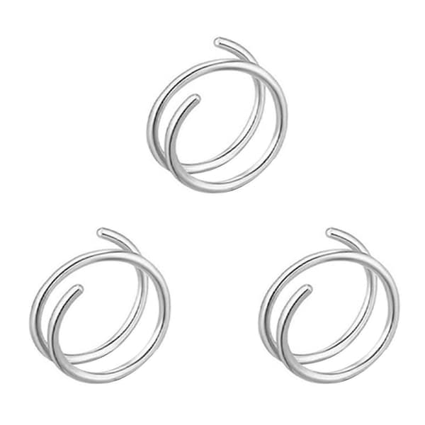 [zd]Højkvalitets 6/8/10mm 3 Stykker/sæt Dobbelt Spiral Næsering Til Piger A