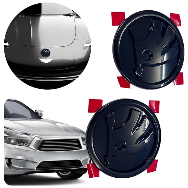 [zd]Front- og bagklapemblem, sort logo til Skoda Superb Octavia, 32D853621A, 90mm, 2 stk.