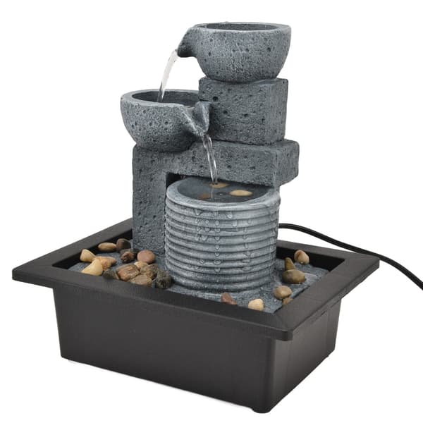 Elektrisk bordfontene, skrivebordsfoss-pynt til kontor og hjem, -plugg 220-240V[zd]