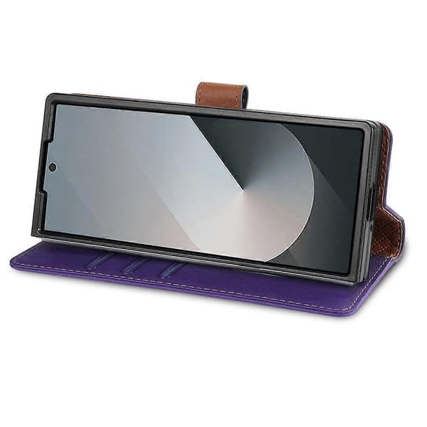 Kompatibel med Samsung Galaxy Z Fold7 5G Ställfodral PU Läder Plånboksfodral S Purple