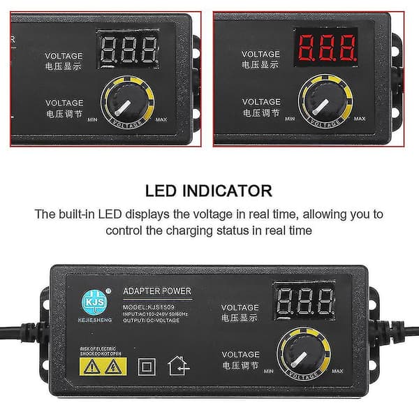3-36V 60W Strømadapter Justerbar Spændingsadapter LED-display Skiftende Strømforsyning EU-stik til LED-lysstrimmelmotor