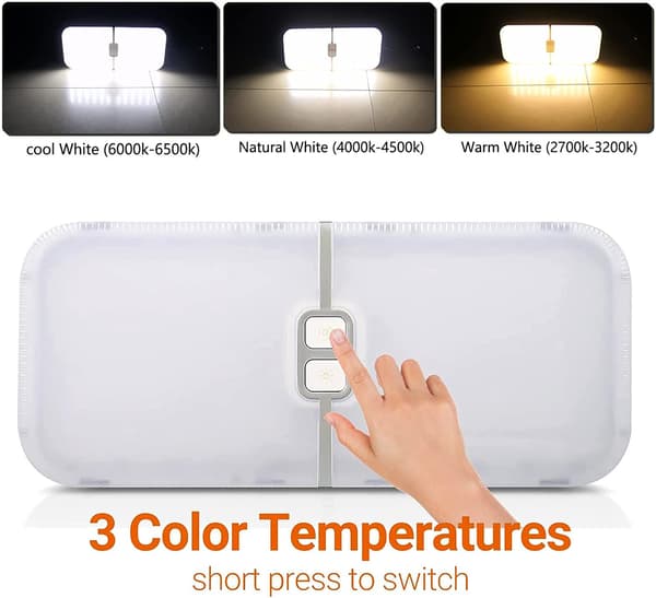 12V LED loftslampe til campingvogn, 204 LED'er, 15W dæmpbar, 3 farver