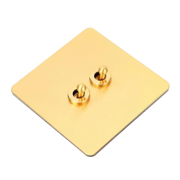 Vippströmbrytare Imitation Guld Rostfritt Stål Panel Dubbel Kontroll Väggvippströmbrytare AC250V