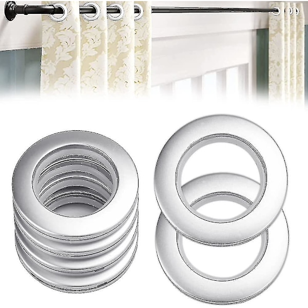 50 stycken Plast Gardinringar Gardin Öljeringar 40mm Plastringar Ringar För Gardinstång Silver Plast Öljetter För Gardinfönster Duschdraperi