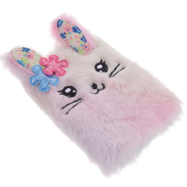 Kanindagbok för flickor, plysch mini-fickanteckningsbok, fluffig anteckningsbok, resedagbok, tecknad plyschomslagsanteckningsbok_QF