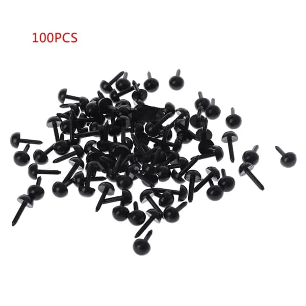 100 stk. 3 mm/4 mm/5 mm/6 mm DIY til dukke plastik sorte sikkerhedsøjne til bamser 3 mm