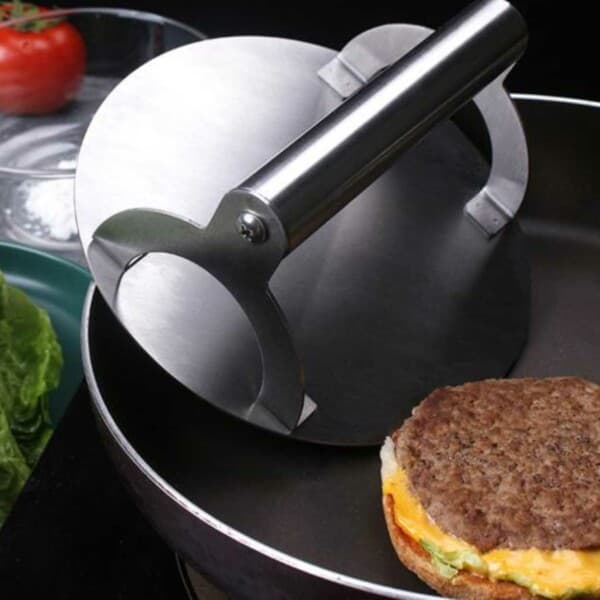Rund Burgerpresse i Rustfritt Stål silver