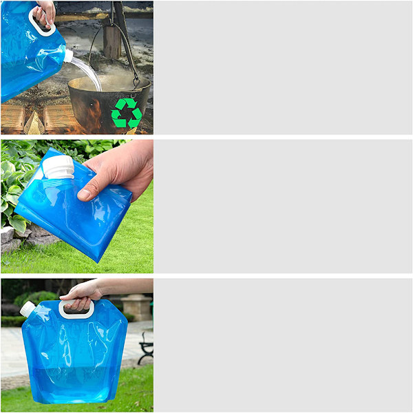 3-pack hopfällbar vattentank, 5 liter bärbar dricksvattentank, återanvändbar vattenbehållare för campingresor