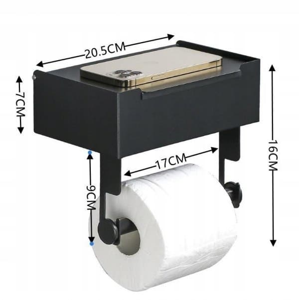 Toiletpapirholder med hyldekroge Vådservietter Rustfrit stål Tissue Holder Ingen Punch Holder
