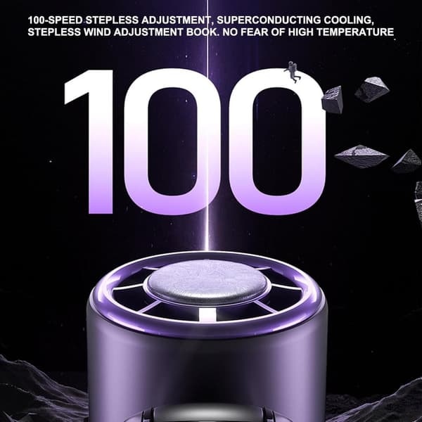 Genopladelig USB-ventilator, sammenklappelig, 100 hastigheder, LED-display, mørkegrå til udendørs brug