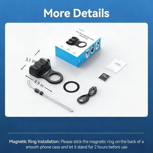 Magnetic Camera Grip for Mobile, MagSafe Phone Holder with Remote Shutter & LED Light Black Black Camera Grip+Silver Fill Light