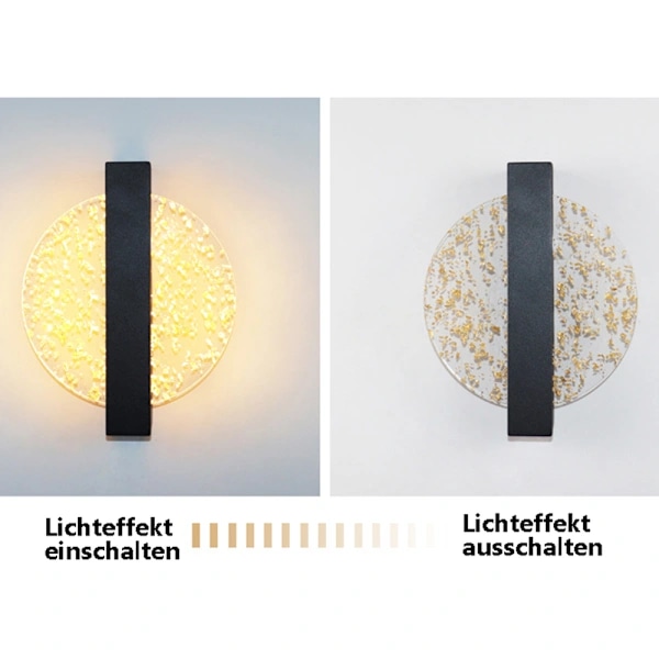 Inomhus vägglampa i akryl LED-vägglampa - Rund svart guldfolie enfärgad varm ljus
