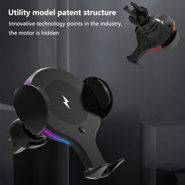 [QD] Trådløs billader, automatisk klemme 10W hurtiglading biltelefonholder