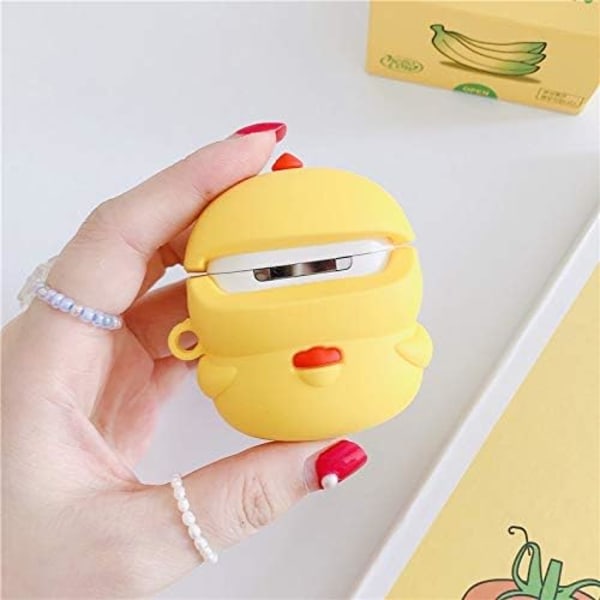 Tegneserie Etui for AirPods 2./1. Generasjon, 3D Animert Karakter Beskyttende Støtsikkert Skall med Nøkkelring for AirPods Hodetelefoner chick
