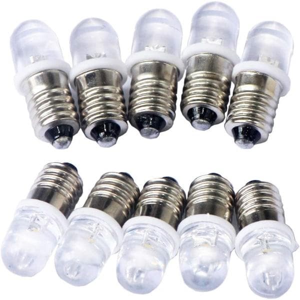 10 stk E10 12V Spot LED-lampe Lamper Varmhvite